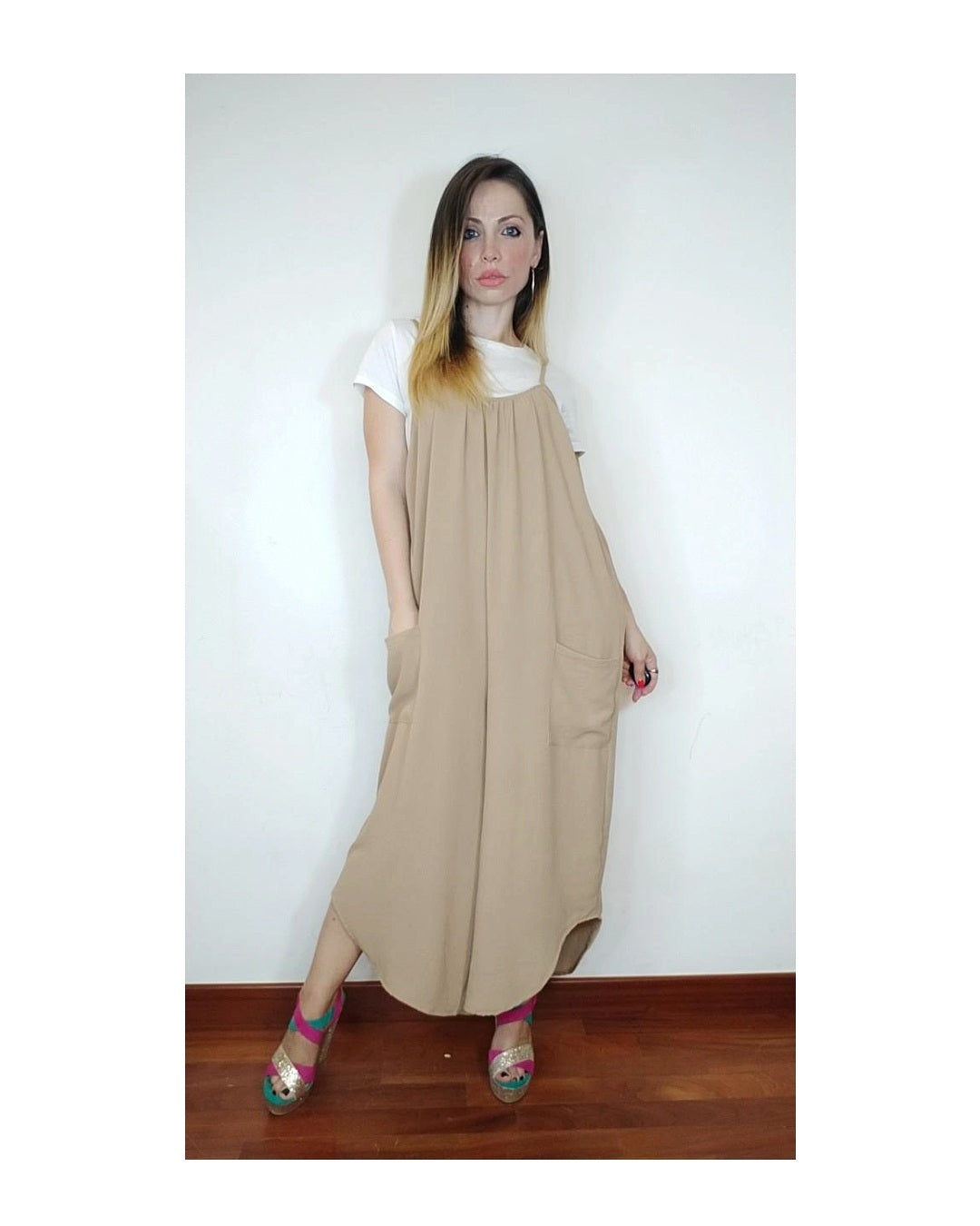 Coor Set: Flared pantagaucho jumpsuit & tshirt!