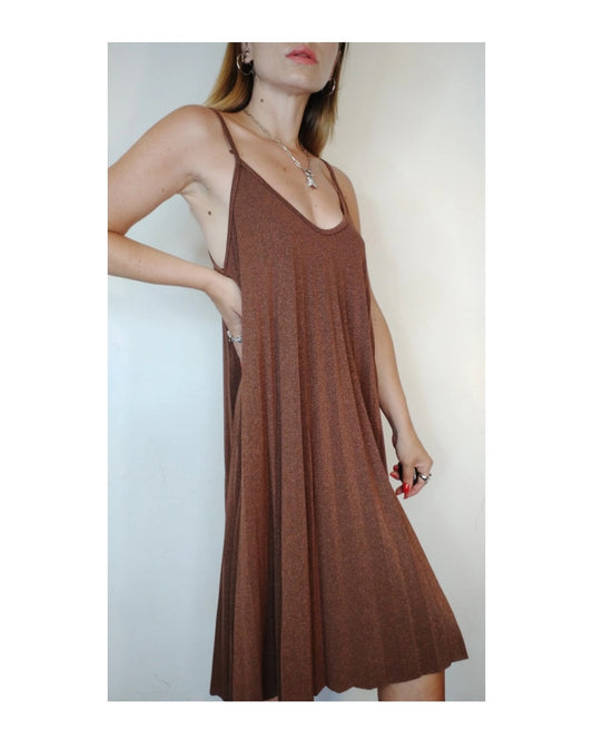 Vestito plissé, BRONZO LUREX!