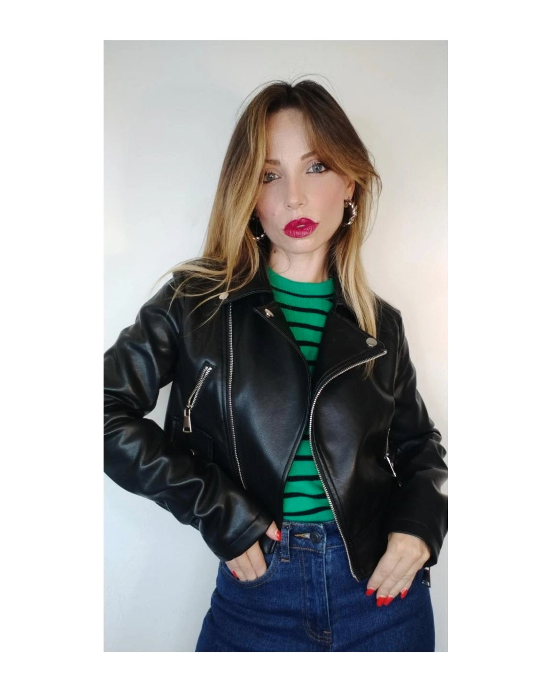 Faux leather biker jacket!