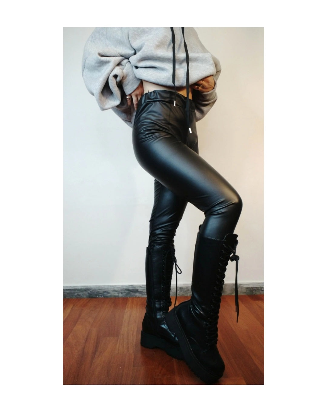 Pantalone leggings ecopelle, NERO!