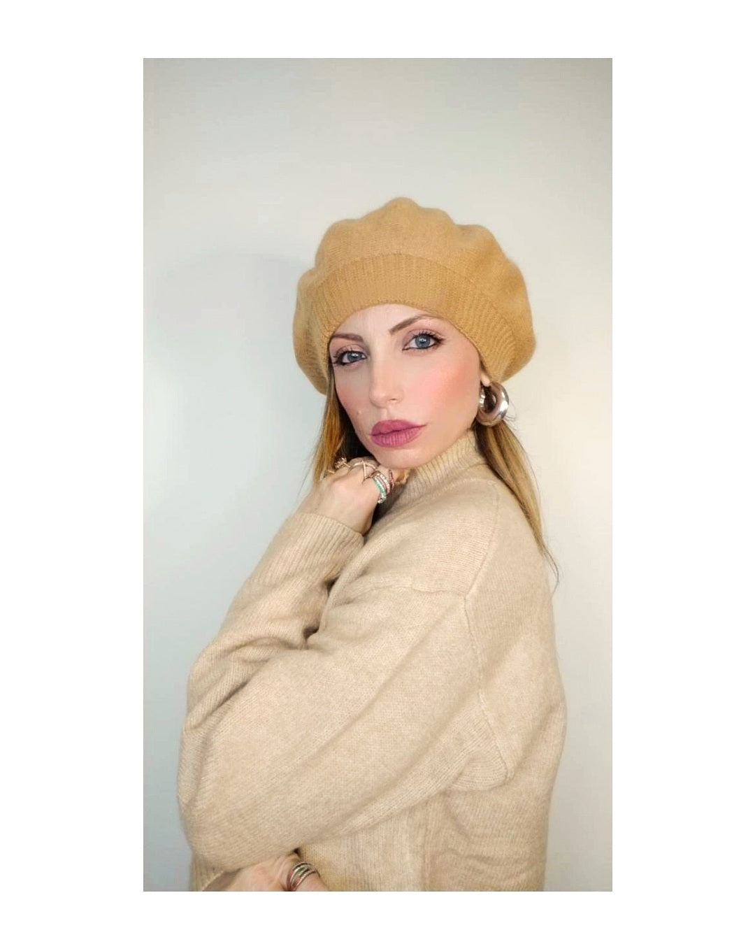 Angora, viscose & wool blend beret!