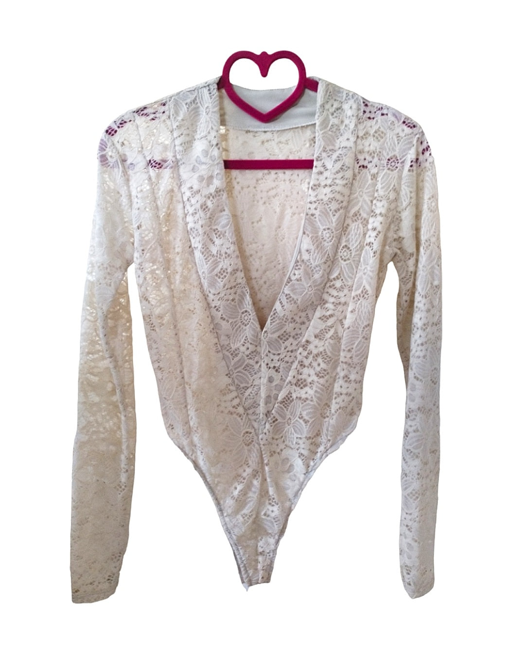 Transparent V-neck bodysuit, RED!
