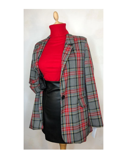 Giacca Tartan Grigio con un bottone!
