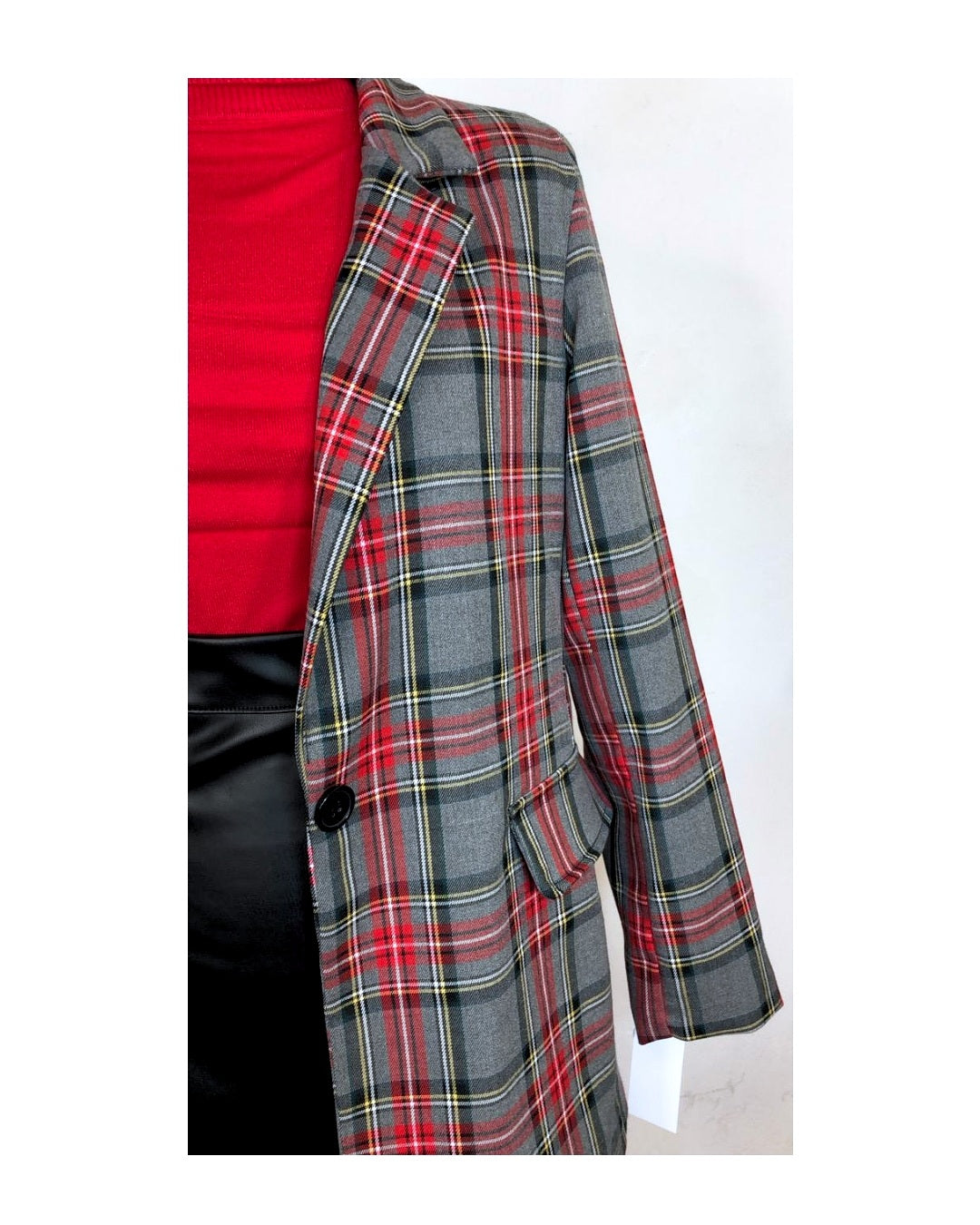 Giacca Tartan Grigio con un bottone!
