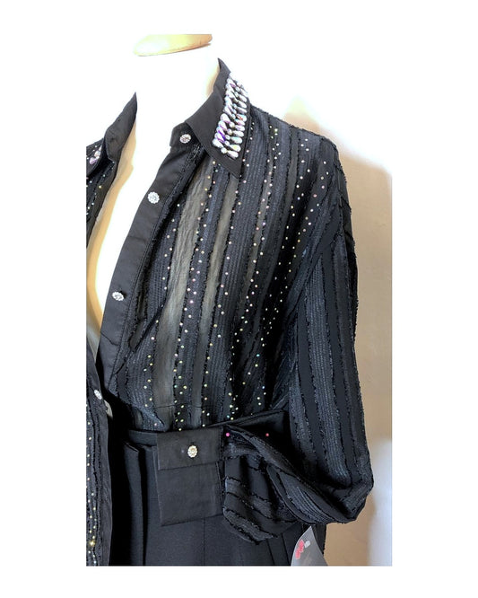 Camicia velata strass e brillantini!