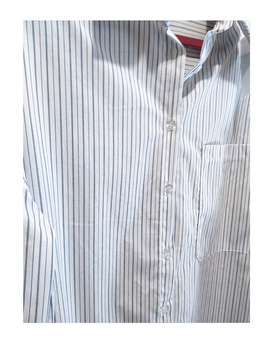 Camicia Over 67% cotone a righe bluette!