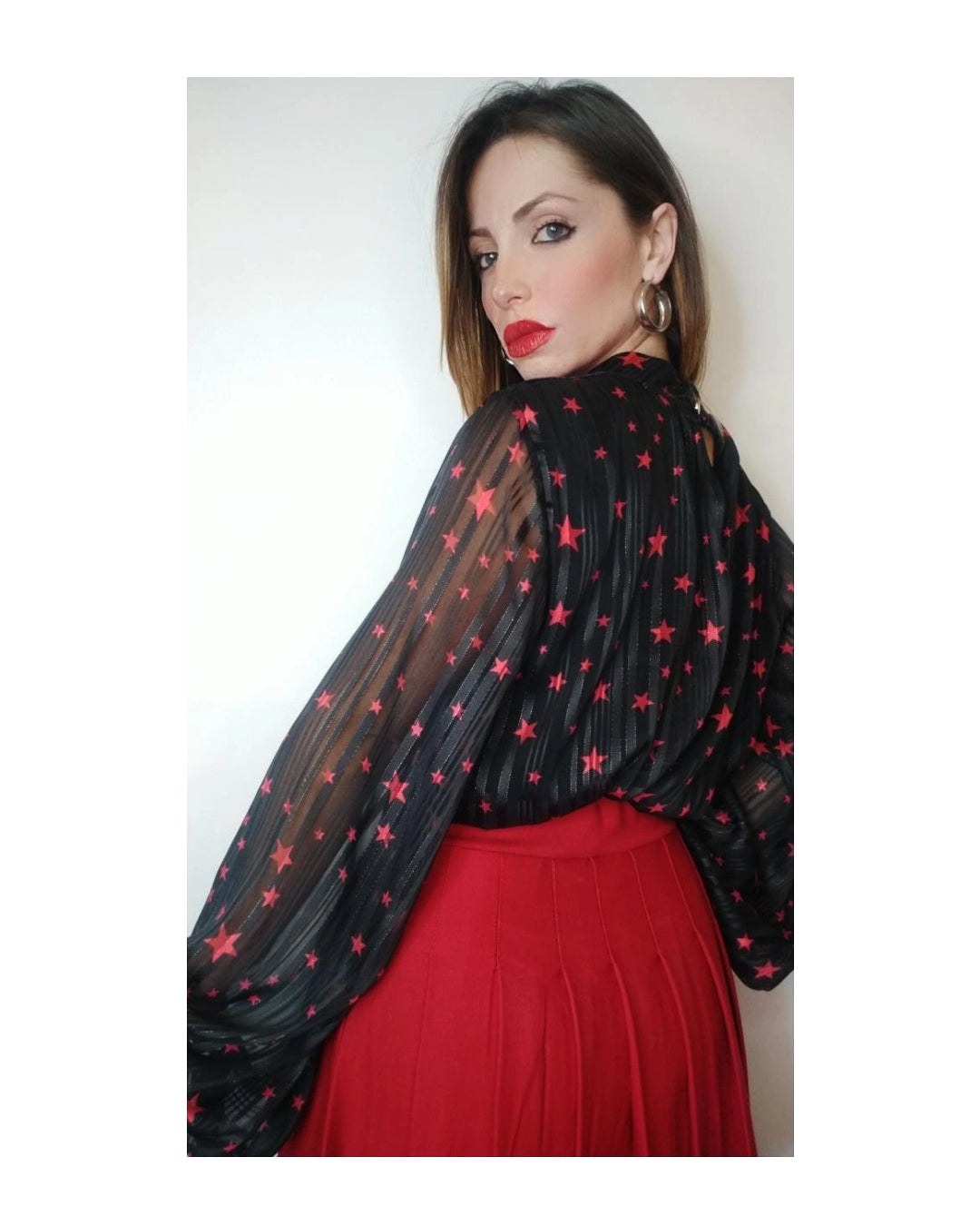 Shirt with sheer balloon sleeve, COSTELLAZIONE and LUREX THREADS!