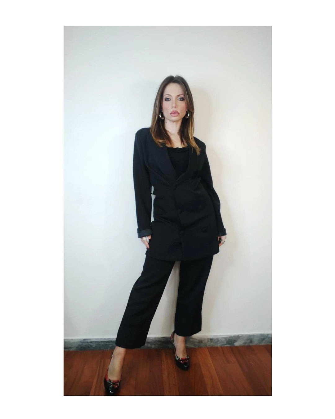 Double-breasted blazer dress with belt: CREAM or BLACK!