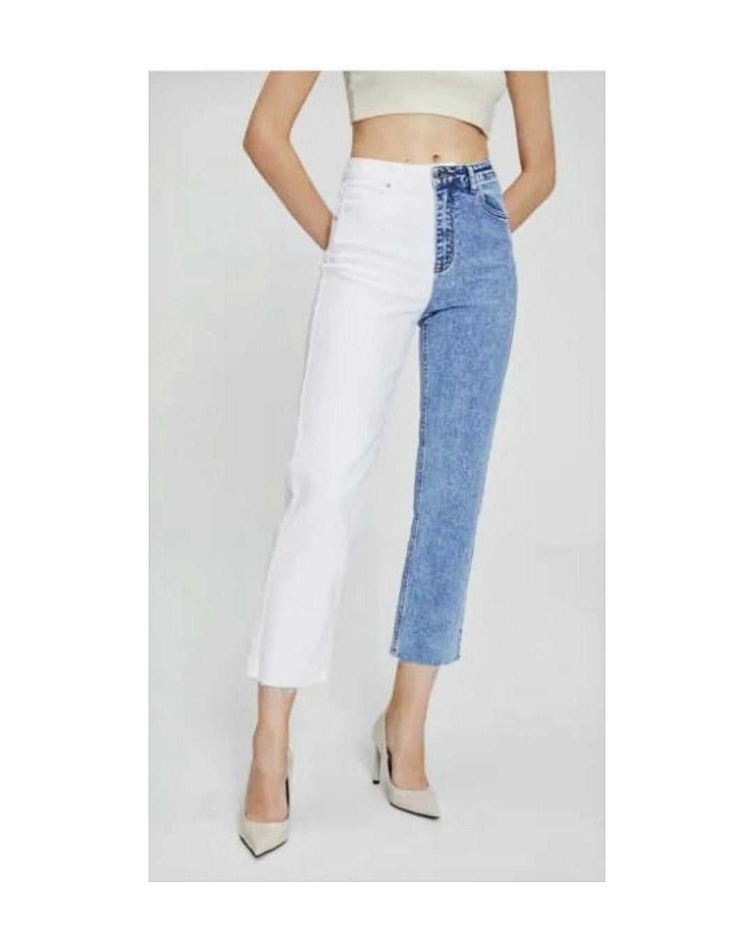 Two-tone slim fit jeans!