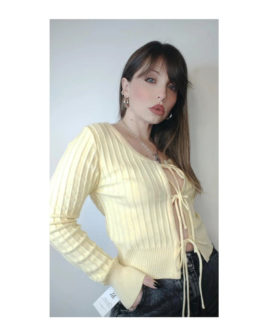 Cardigan in filo 70% viscosa tris fiocchetti!