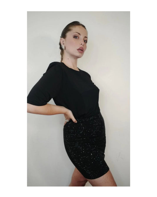 Gonna tubino 95% cotone full strass!