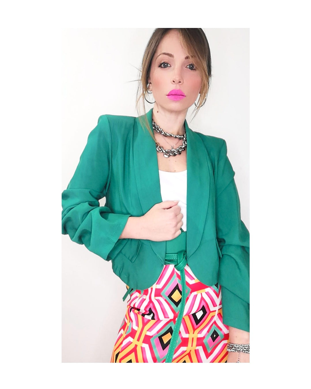 Cropped blazer: EMERALD GREEN!