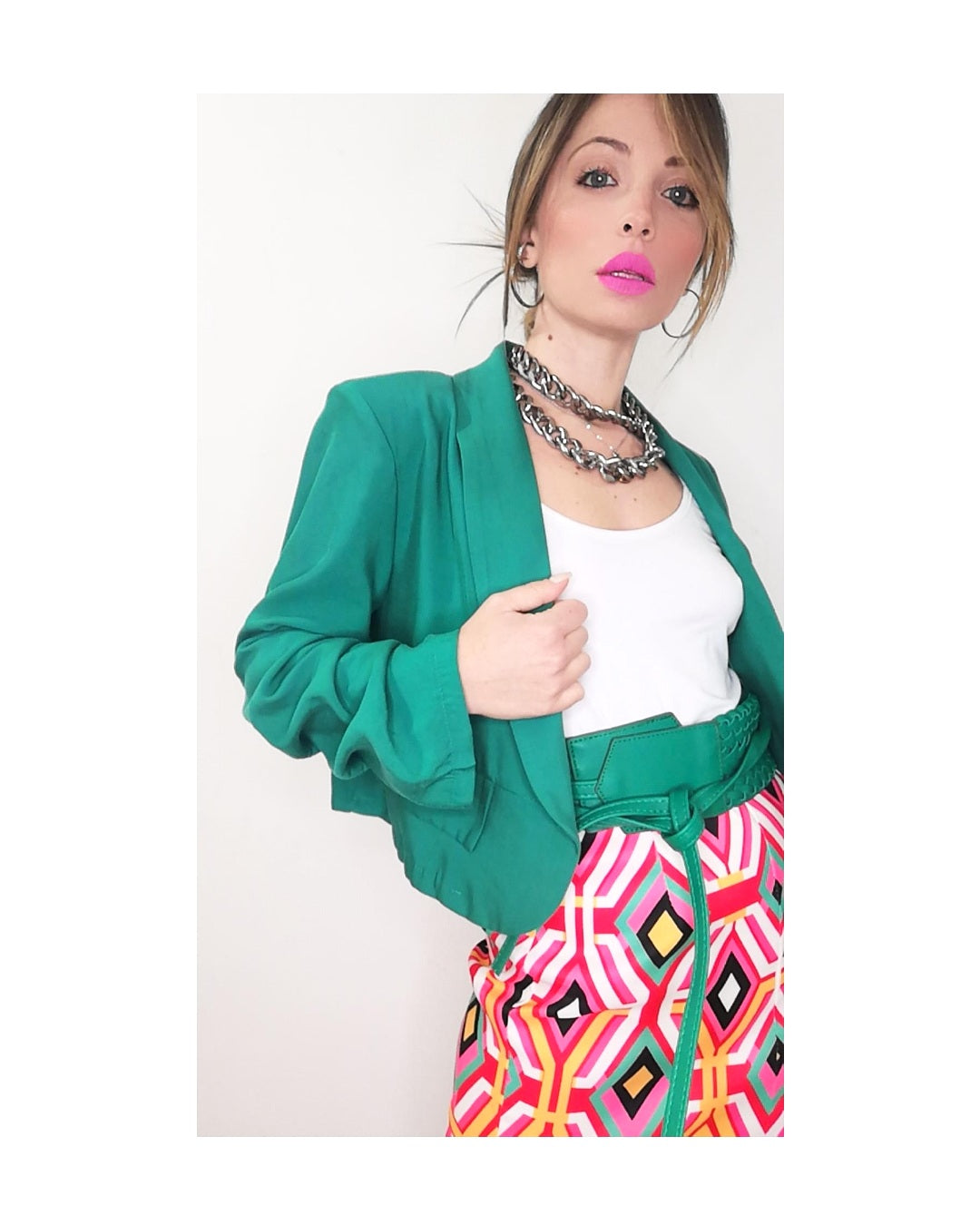 Cropped blazer: EMERALD GREEN!