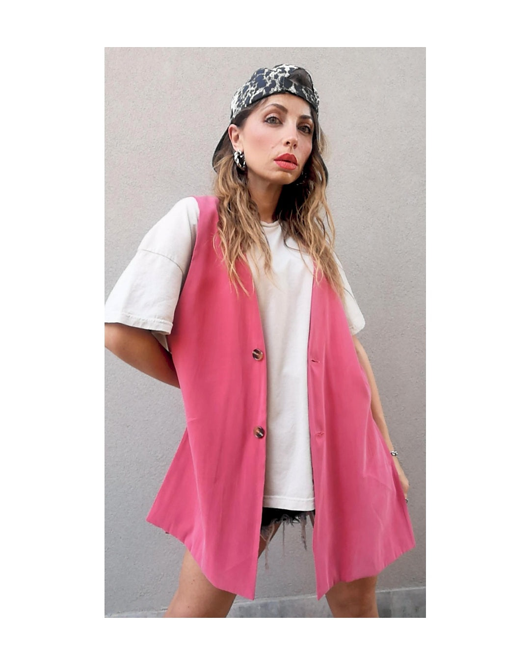 Vest with buttons, PEACH/BRICK!