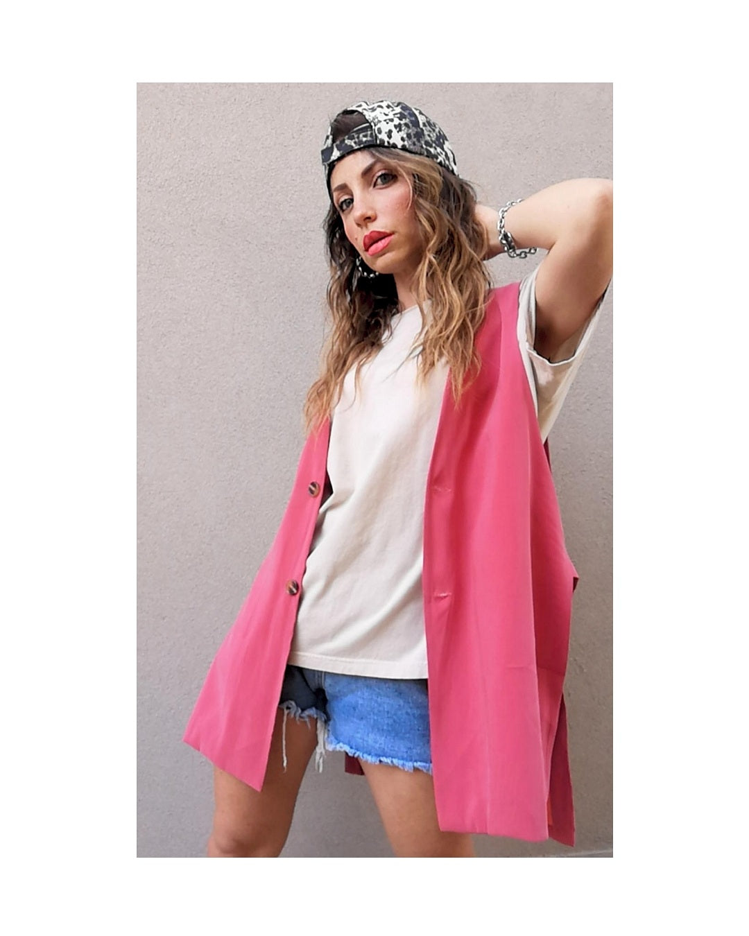 Vest with buttons, PEACH/BRICK!