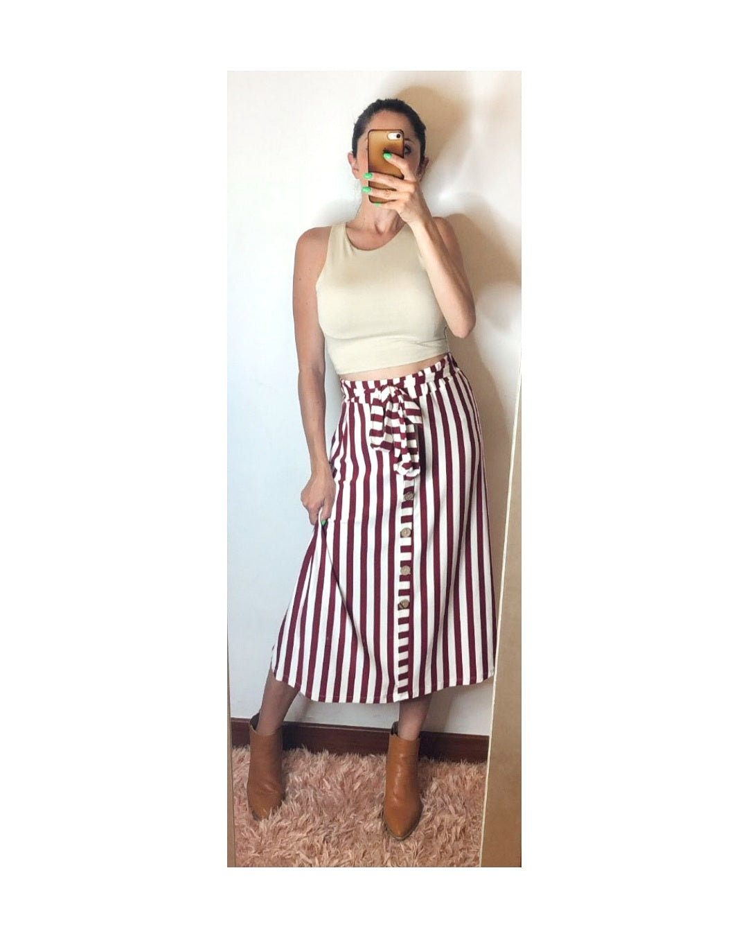 95% viscose striped midi skirt!