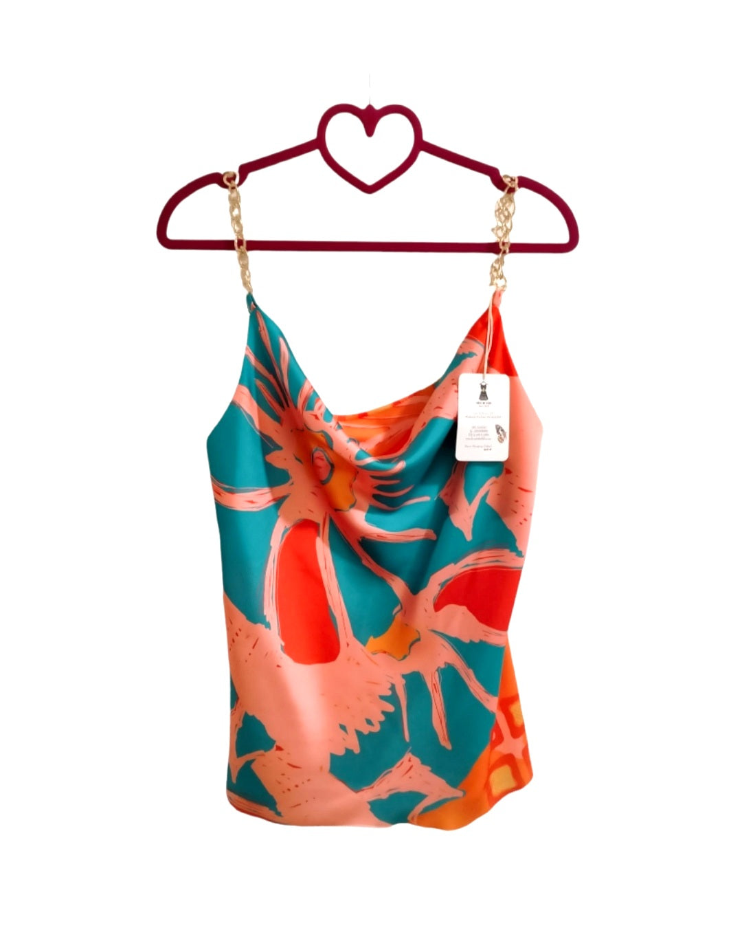 Sottogiacca satin con catene, FIORE ACQUA/PESCA!