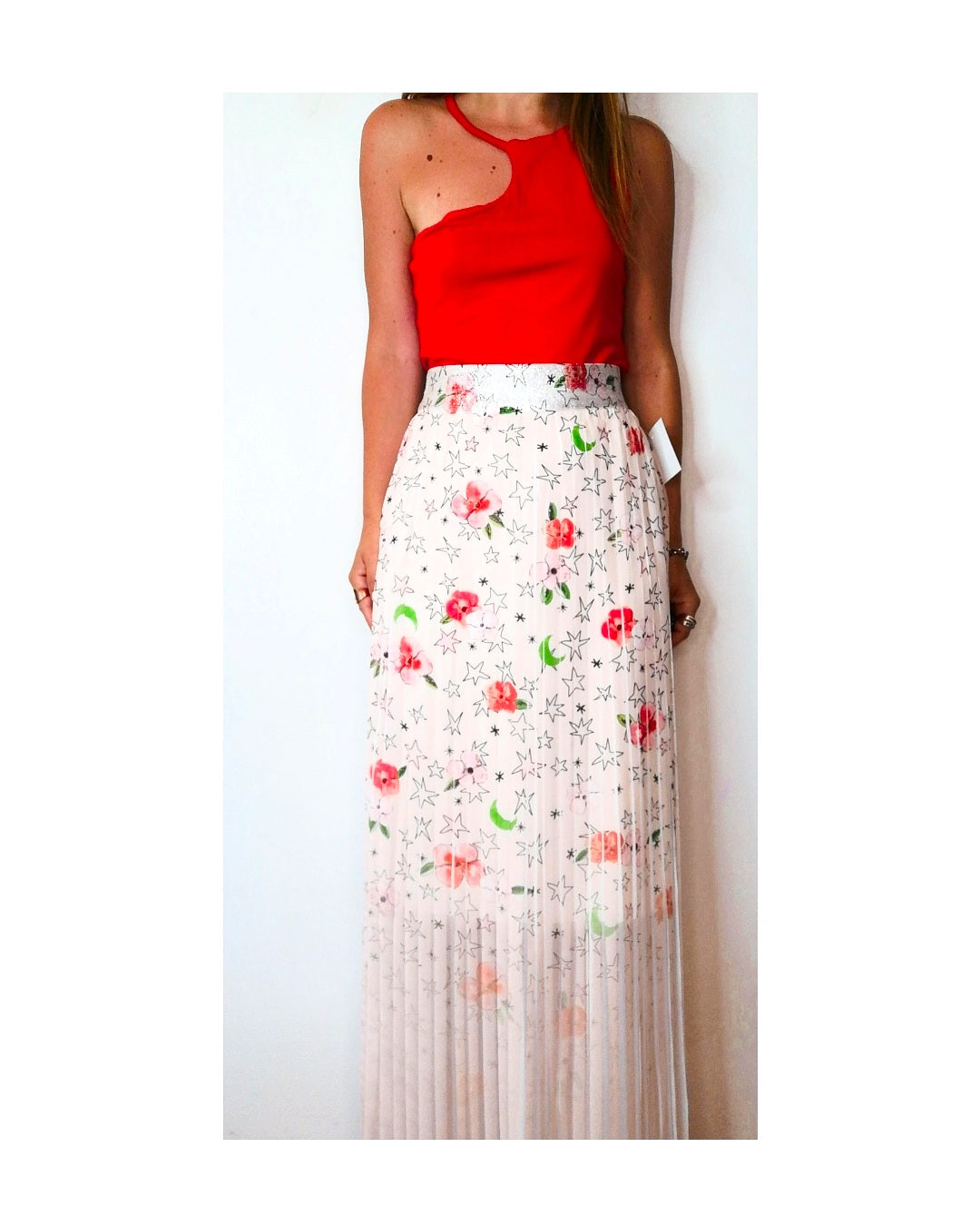 Long pleated skirt, Stars&Poppies!