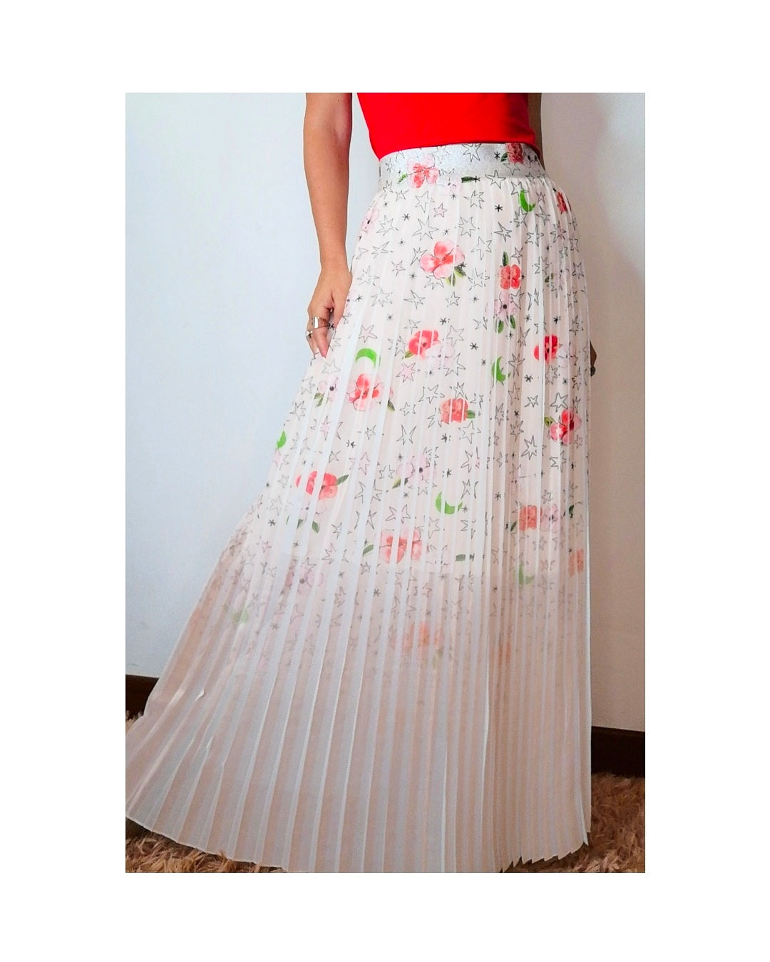 Long pleated skirt, Stars&Poppies!