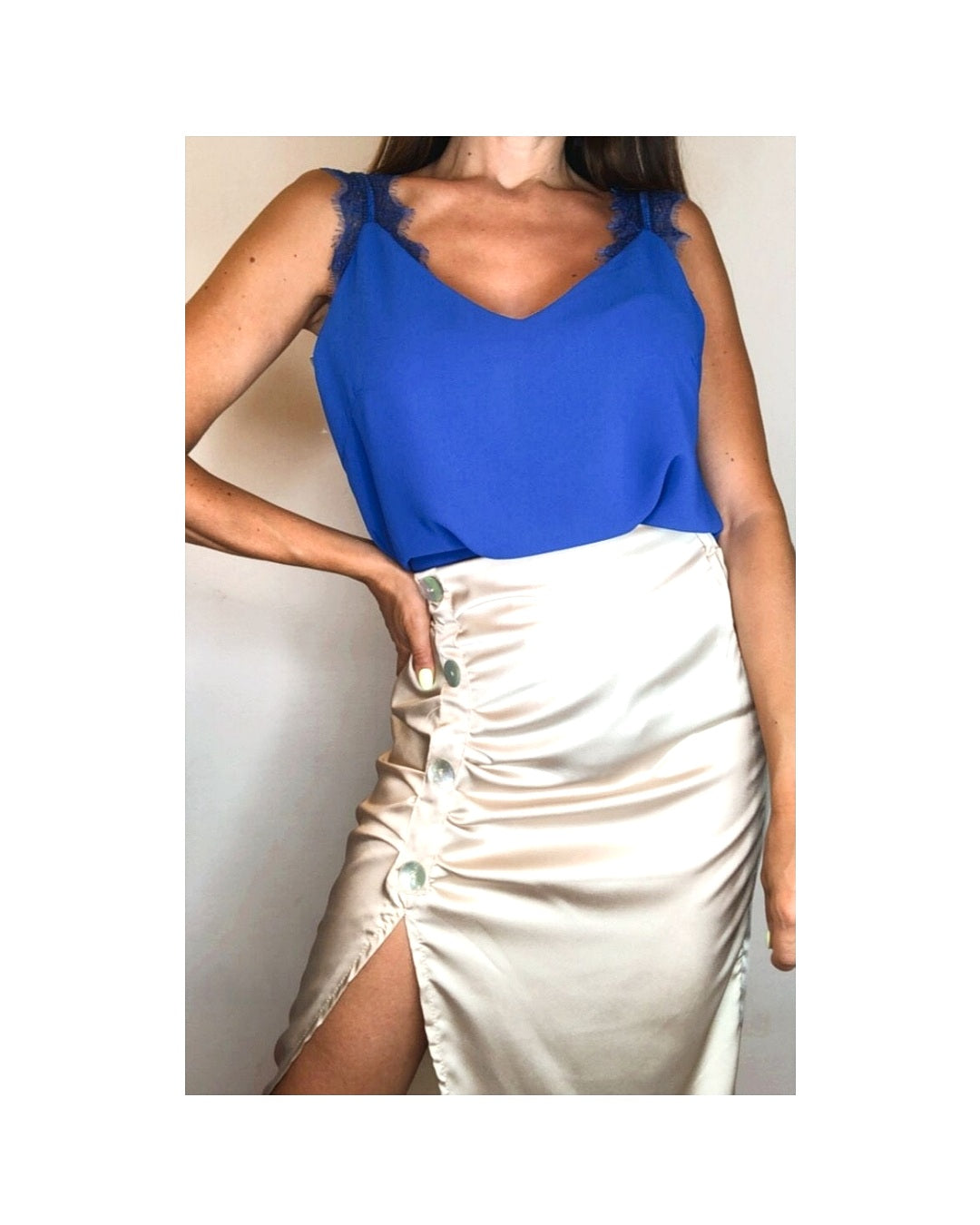 Under jacket with lace shoulder pad, ELECTRIC BLUE!