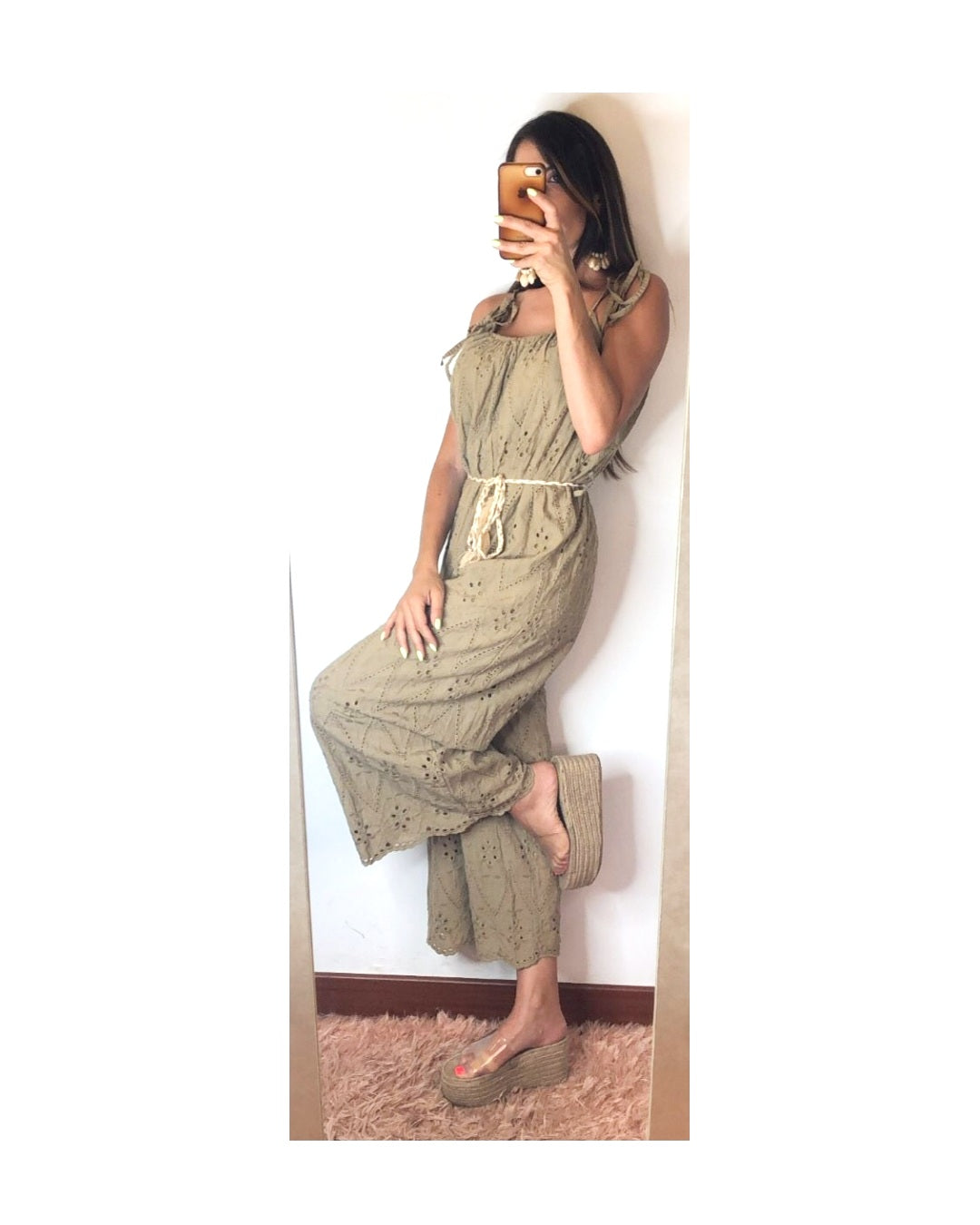 100% cotton jumpsuit in broderie anglaise!
