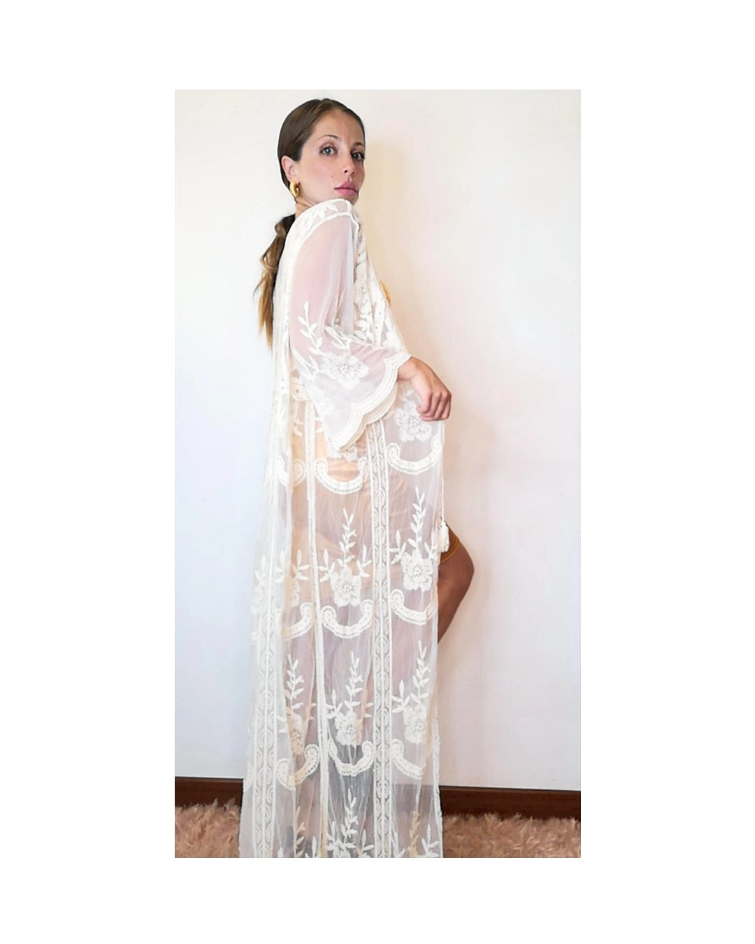 Long lace kimono, CREAM!