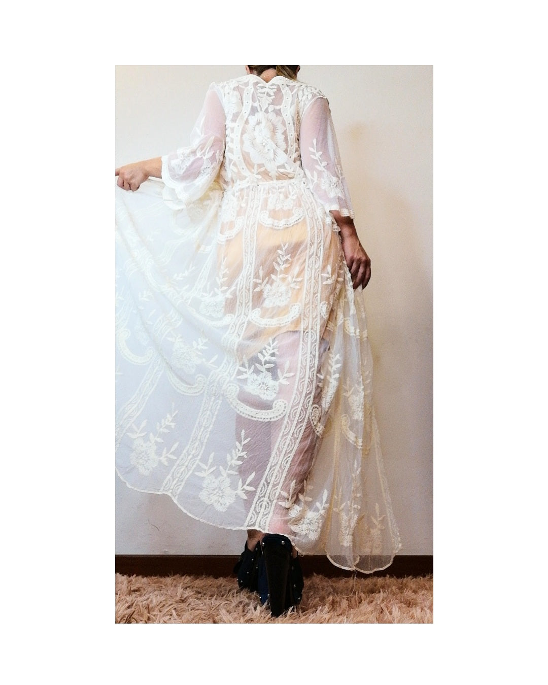Long lace kimono, CREAM!