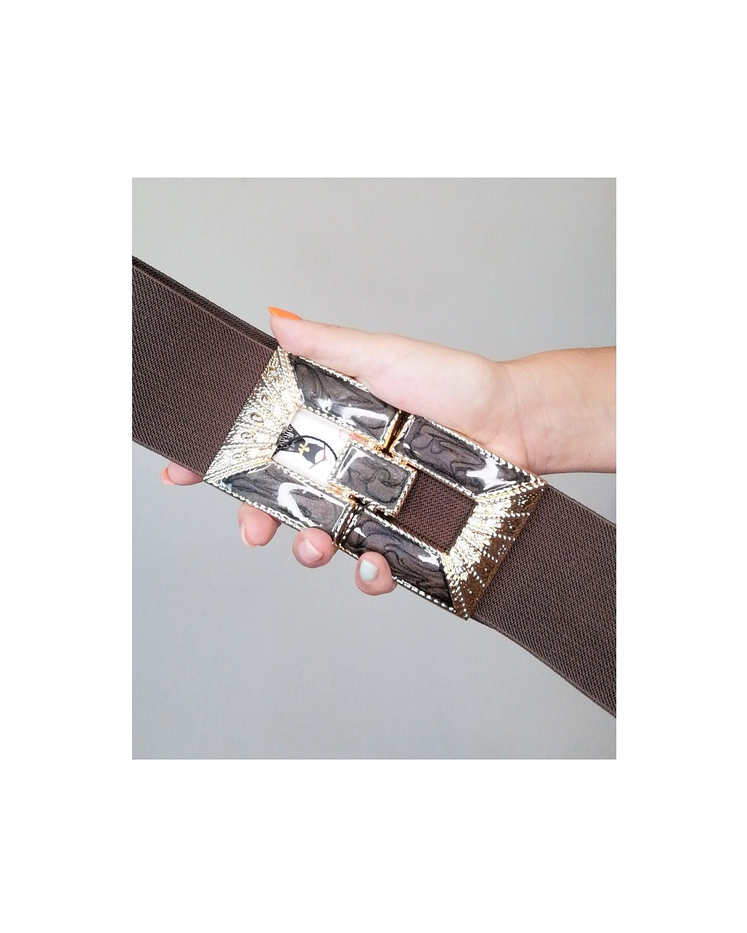 Cintura elasticizzata fibbia vetrificata oro!