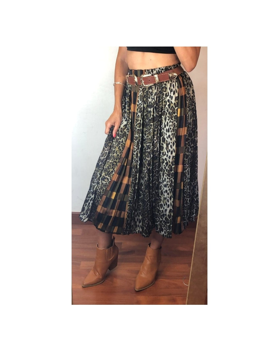 Pleated midi skirt, ANIMAL/CHECKS!