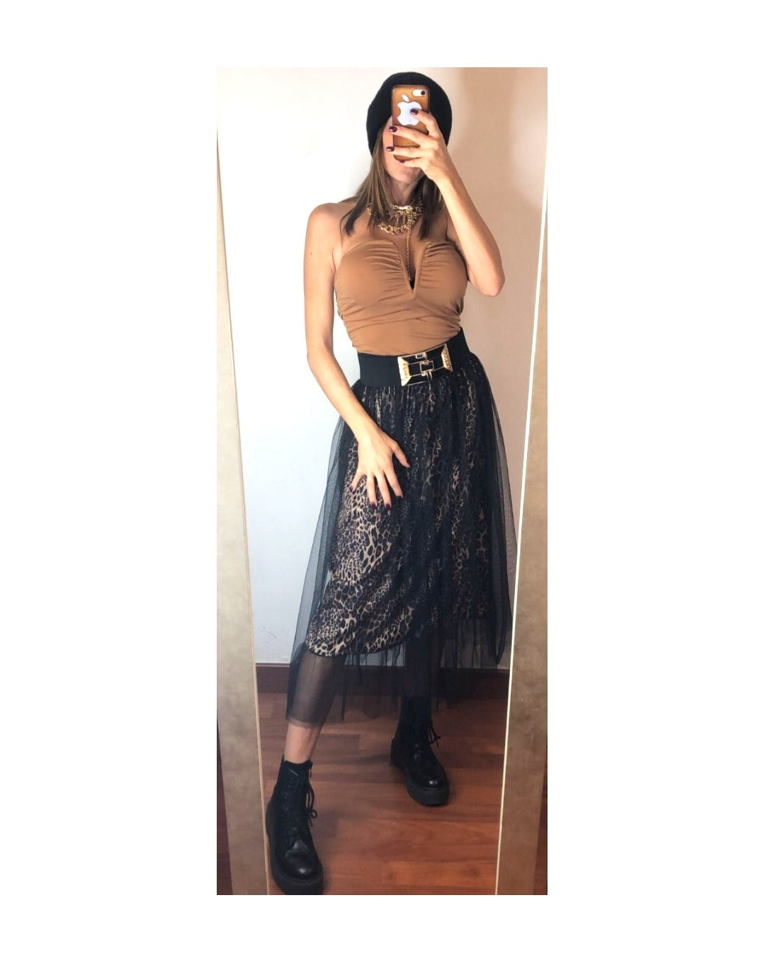 Tulle and animalier midi skirt!