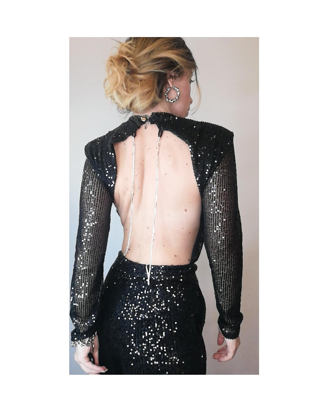 Cut out sequin body shirt with rhinestones!