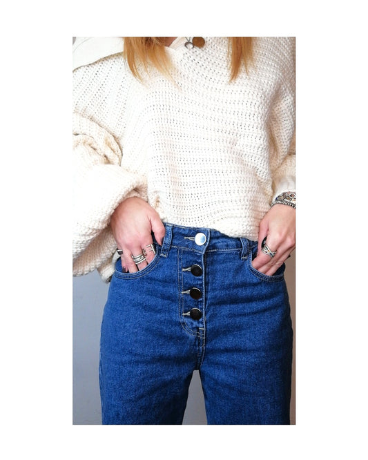 Jeans wide leg con bottoni!