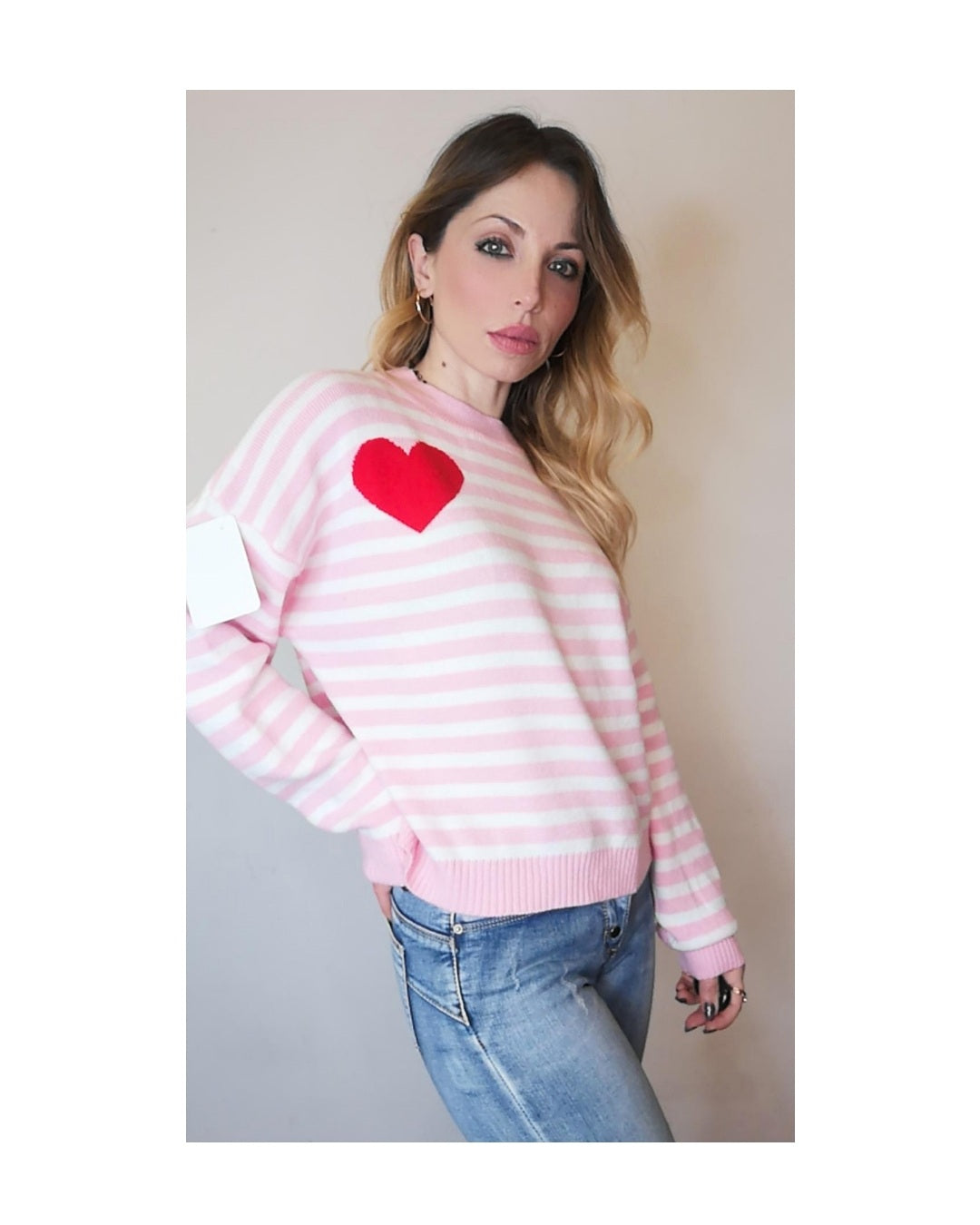 Striped and Heart Sweater: PINK!