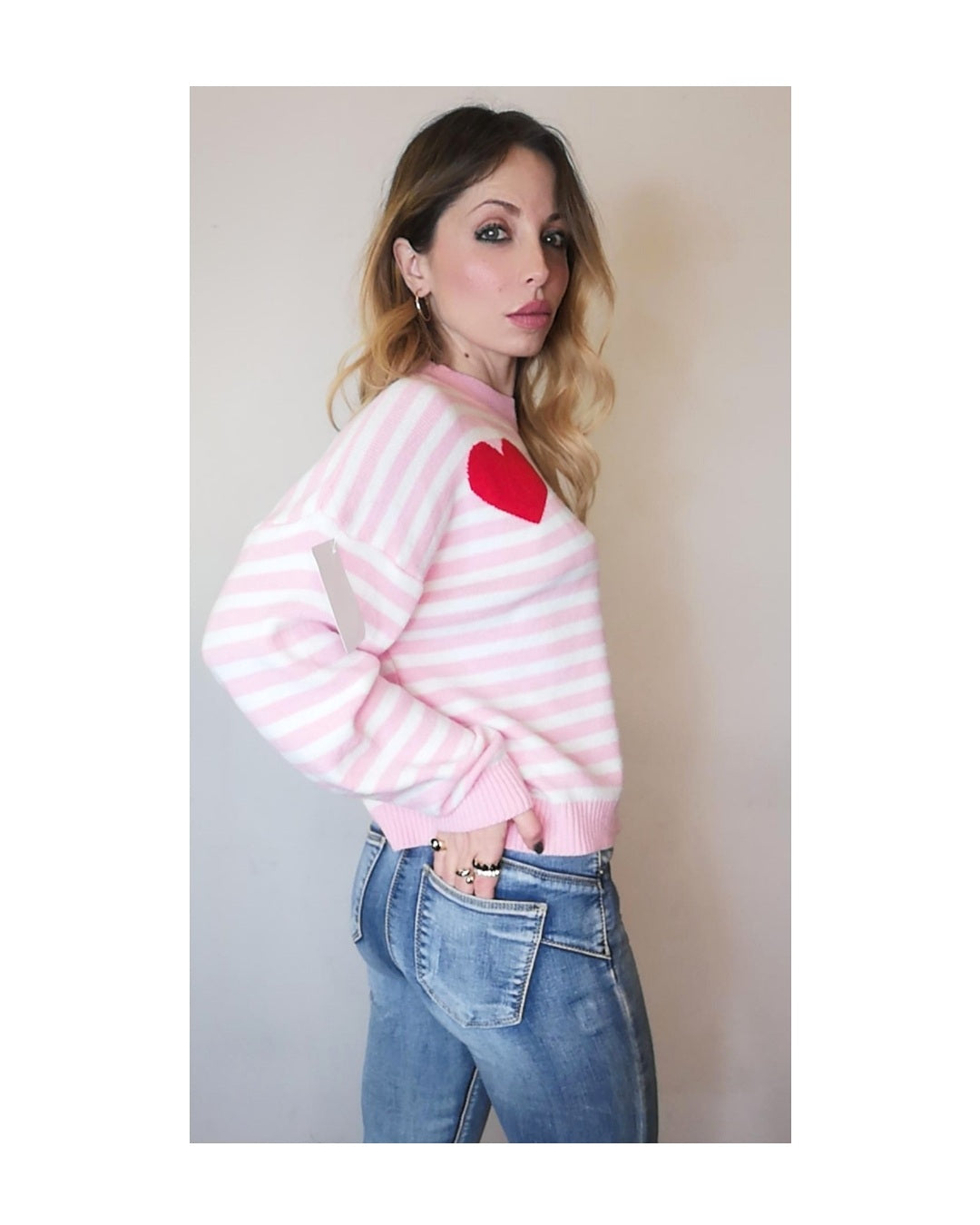 Striped and Heart Sweater: PINK!