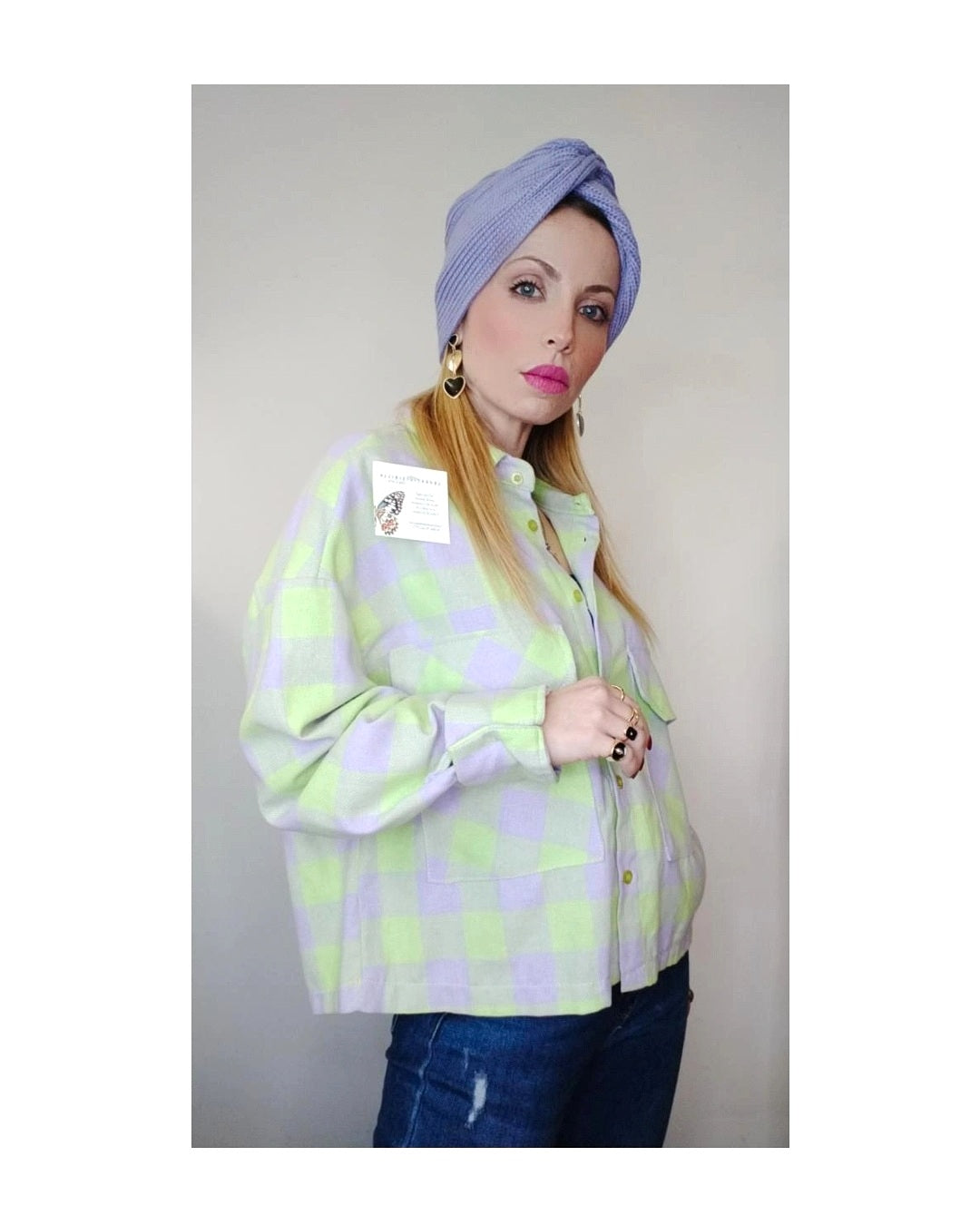 Checked shirt, LIME/LILAC!
