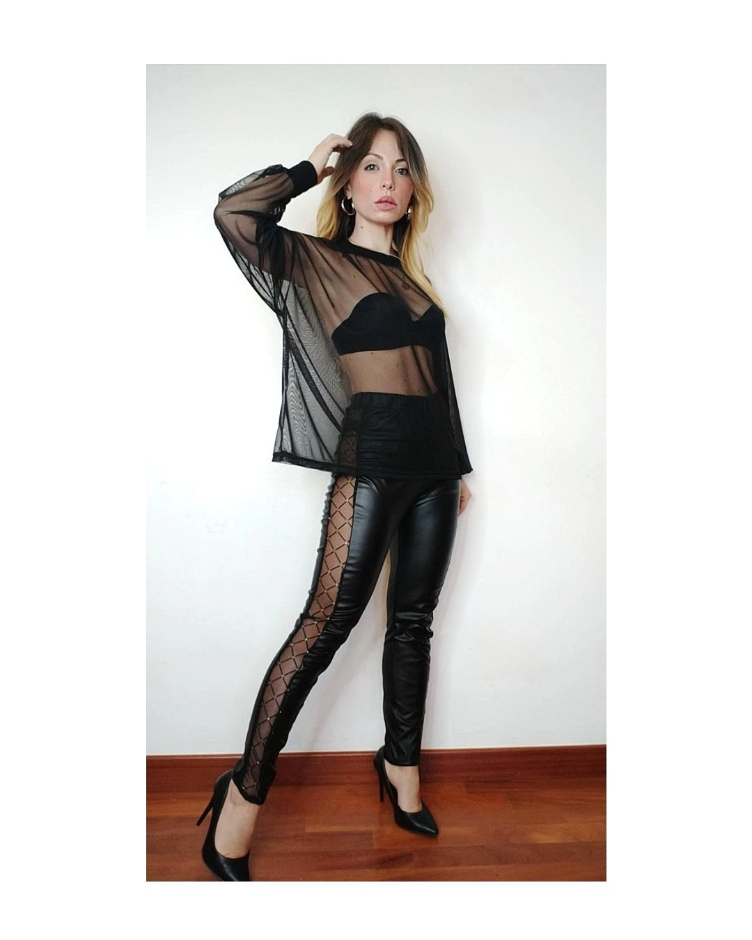 Faux leather leggings with transparency!