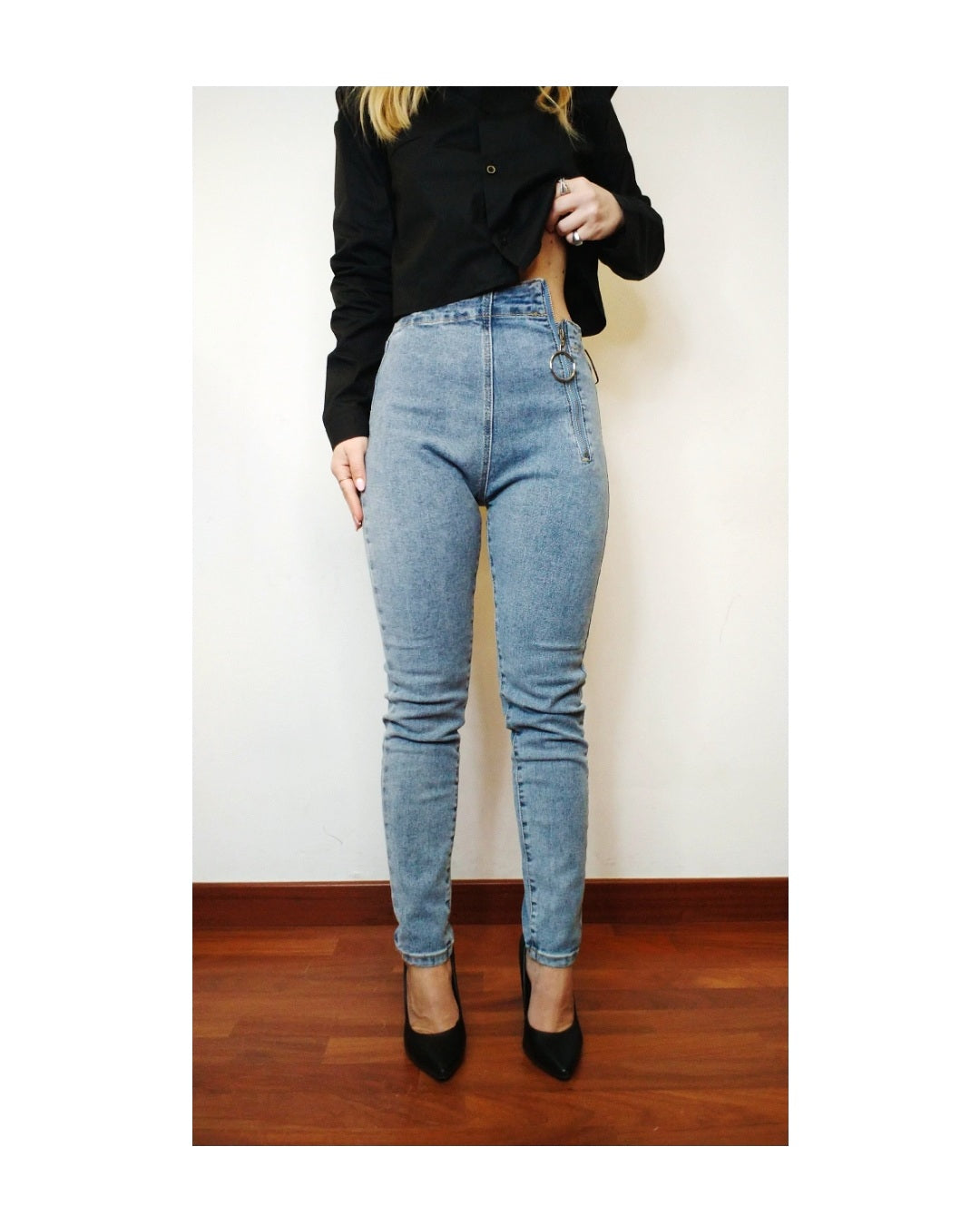 Jeans vita alta zip laterale!