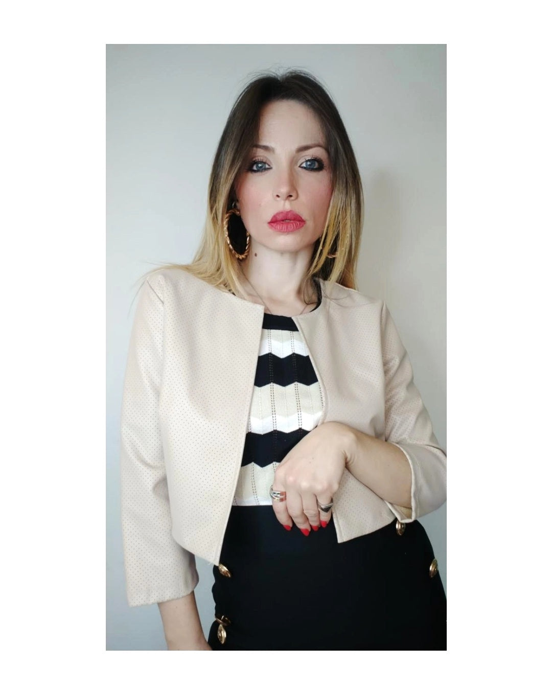 Faux leather nail, CREAM!