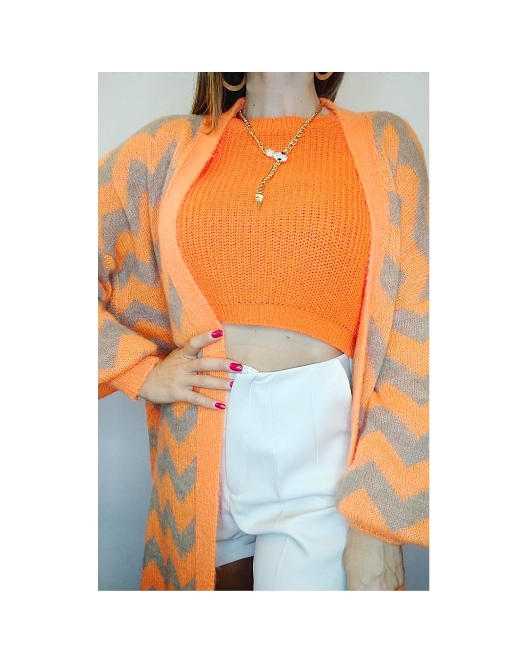 Maglioncino crop in cotone, ARANCIO!