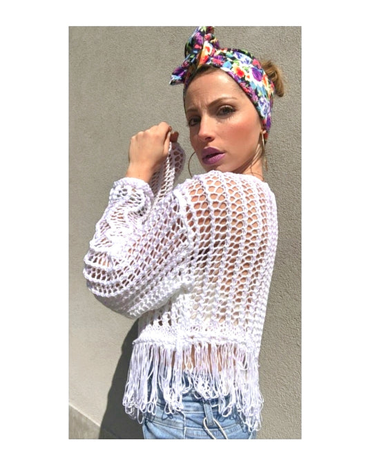 Maglioncino traforato con frange!