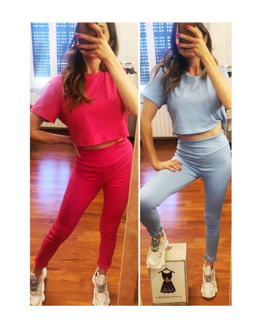 Coor Set fitness, top crop + leggings: INDACO!