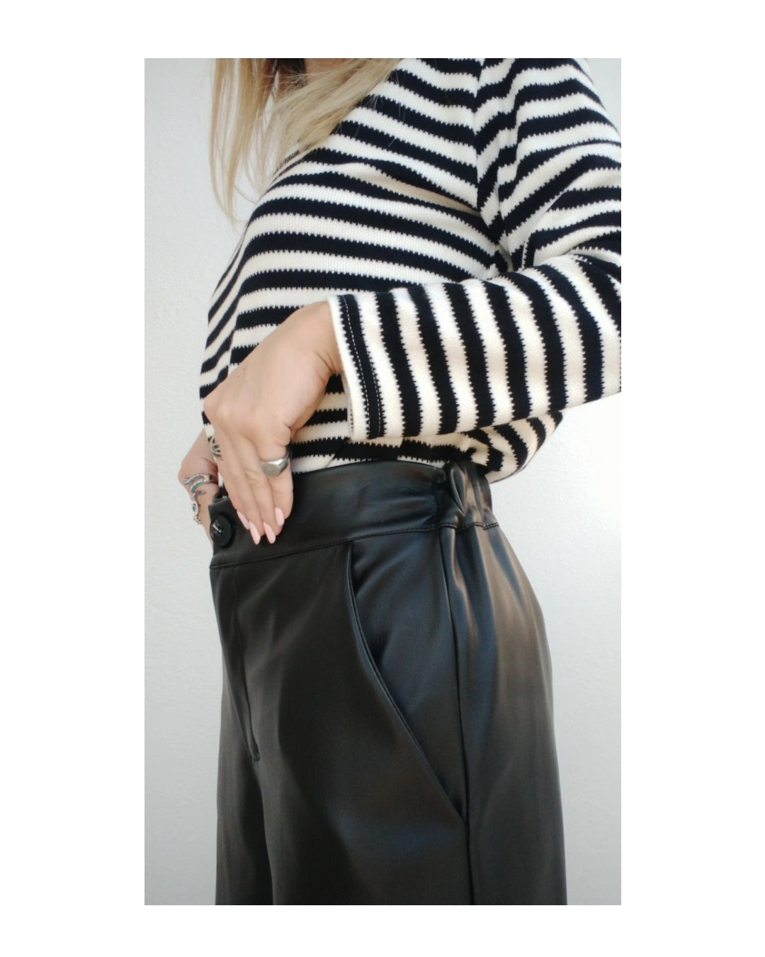 Faux leather gaucho trousers!