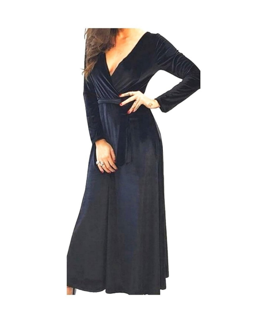 Long velvet dress, BLACK!
