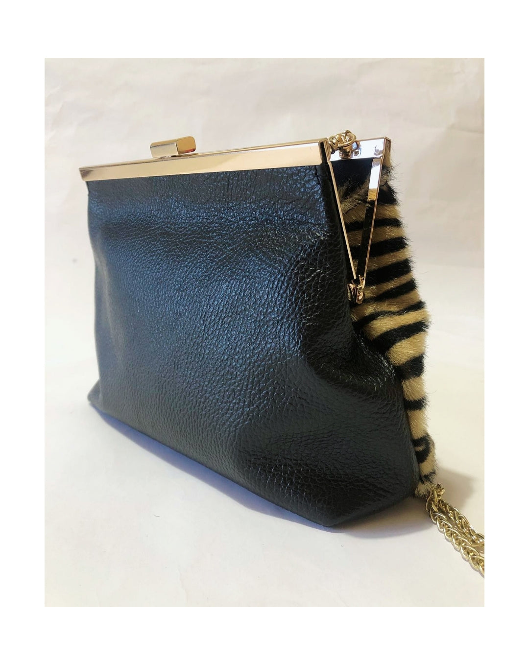 Borsa clutch vera pelle e cavallino con tracollina!
