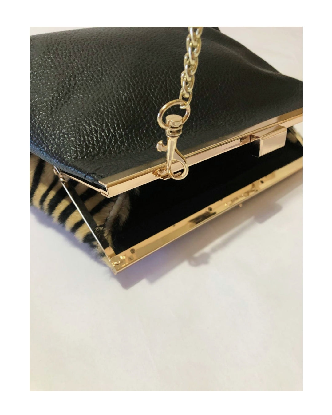 Borsa clutch vera pelle e cavallino con tracollina!