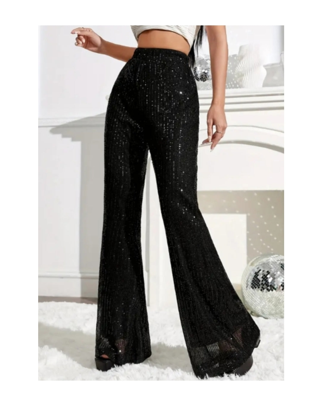 Pantalone zampa nero full paillettes!