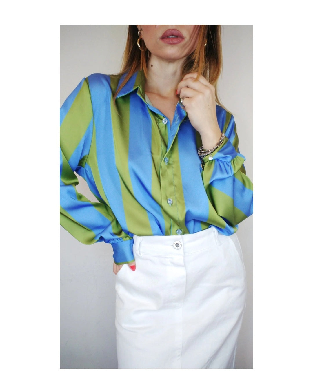 Striped satin shirt!