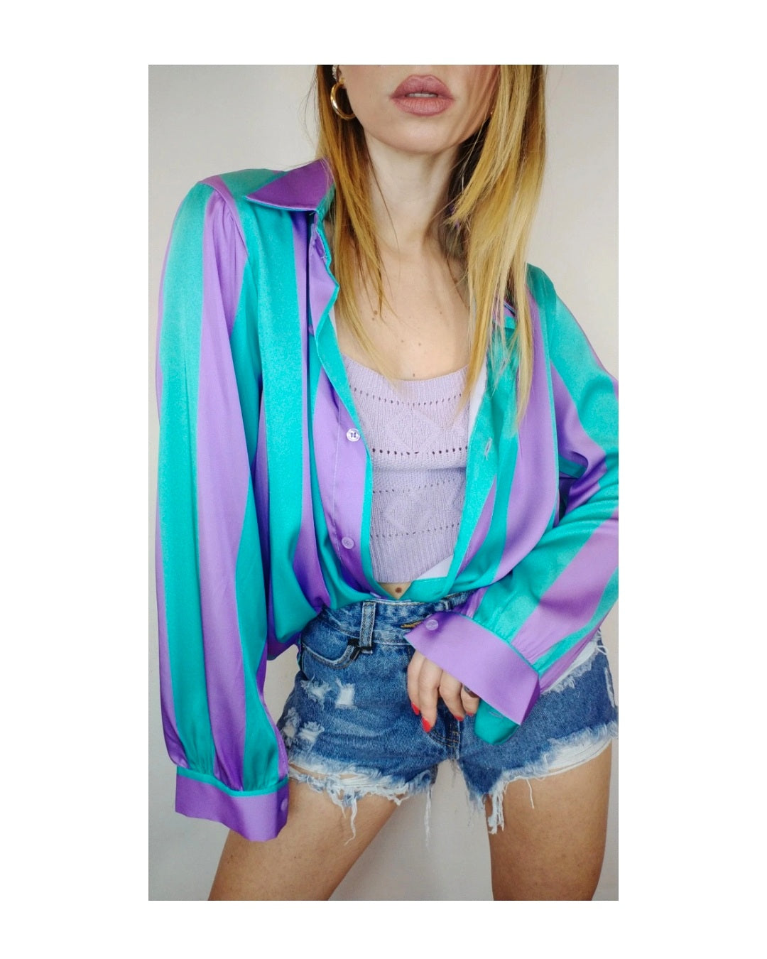 Striped satin shirt!