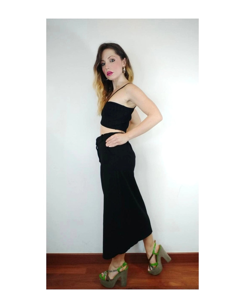 90% cotton midi skirt, BLACK!
