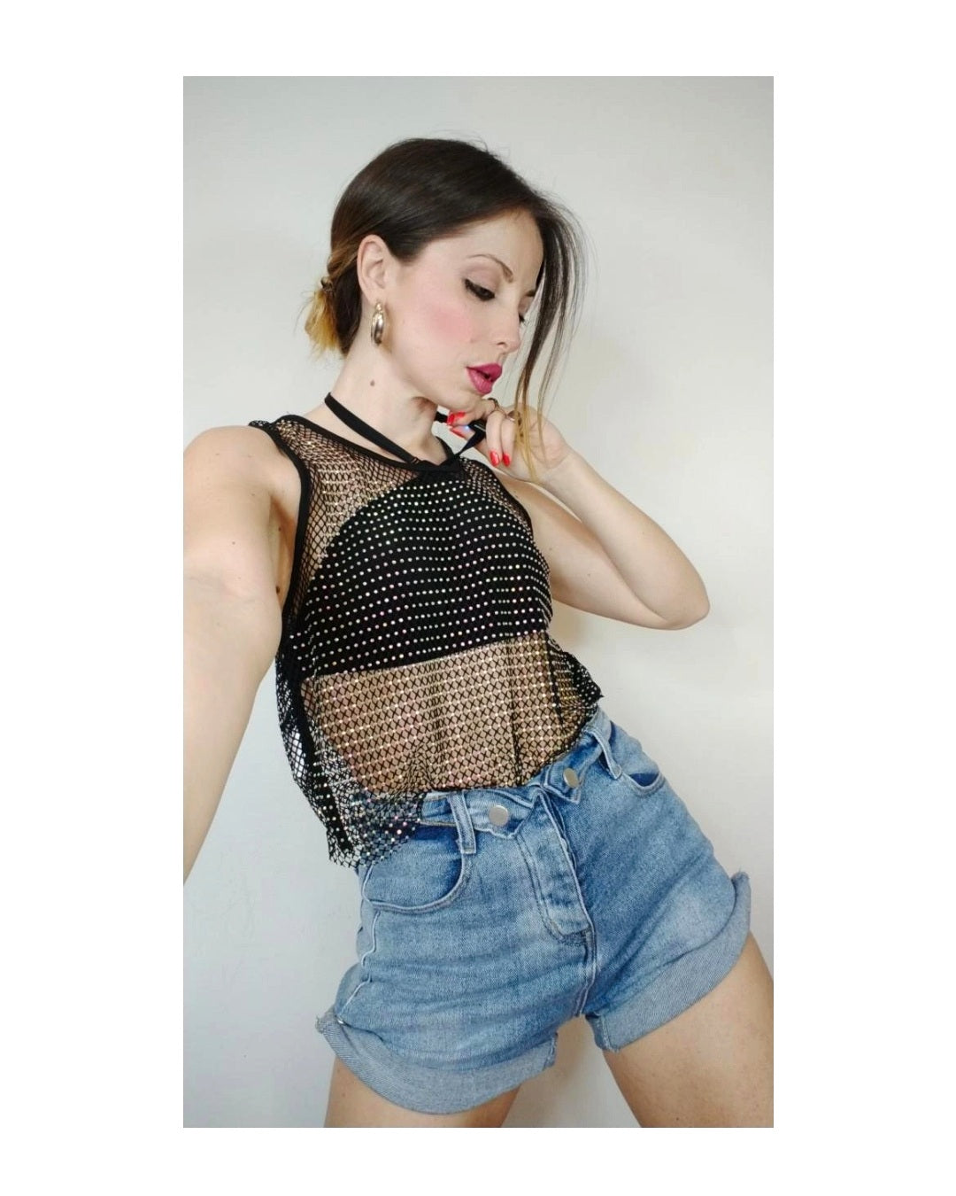 Shorts jeans sbottonato con risvolto!